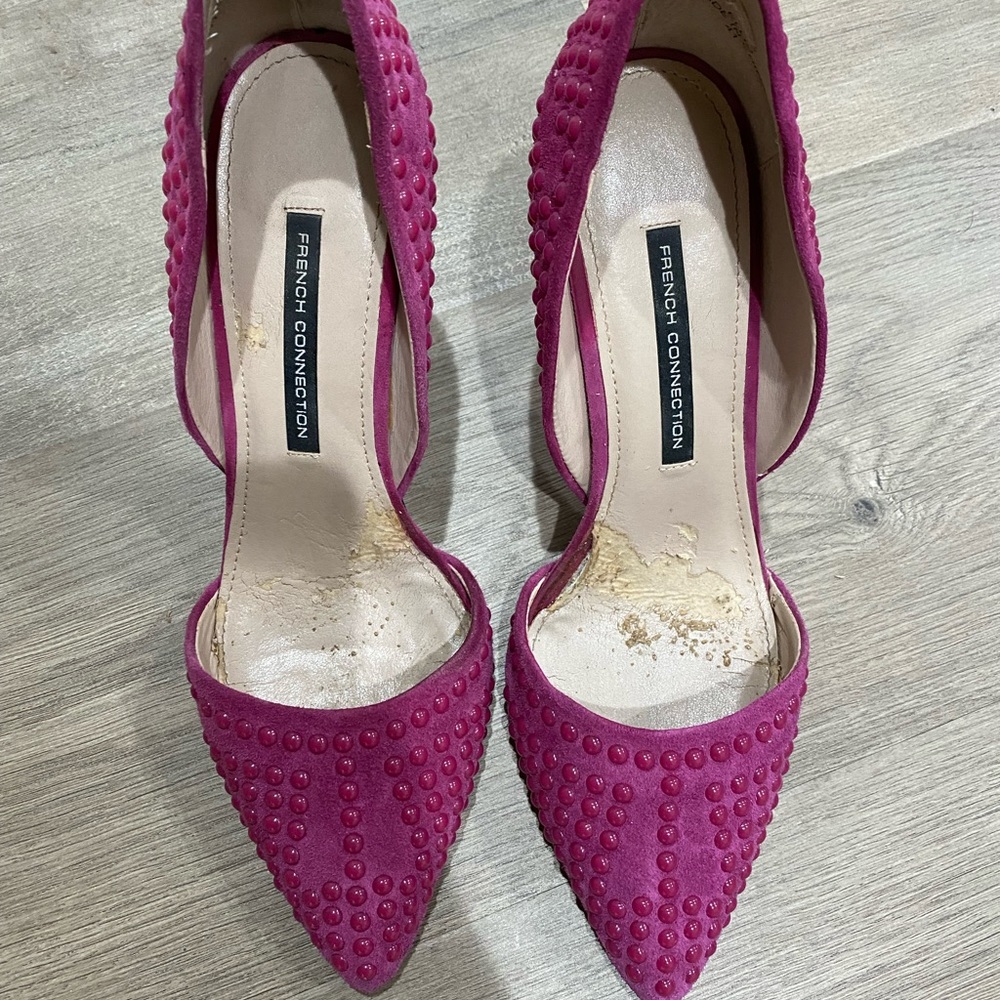 French Connection Ellis Pointed Toe Suede Heels - Size 41